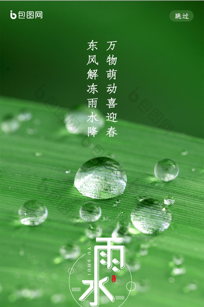 绿色简约雨水节气启动页