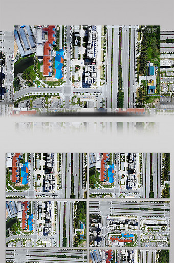 航拍浙江城市道路规划建筑车流植被景观实拍图片