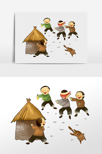 玩捉迷藏图片素材