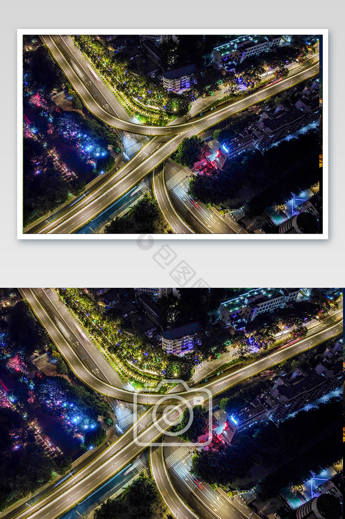 福州航拍蓝色大气城市道路cbd摄影图片图片