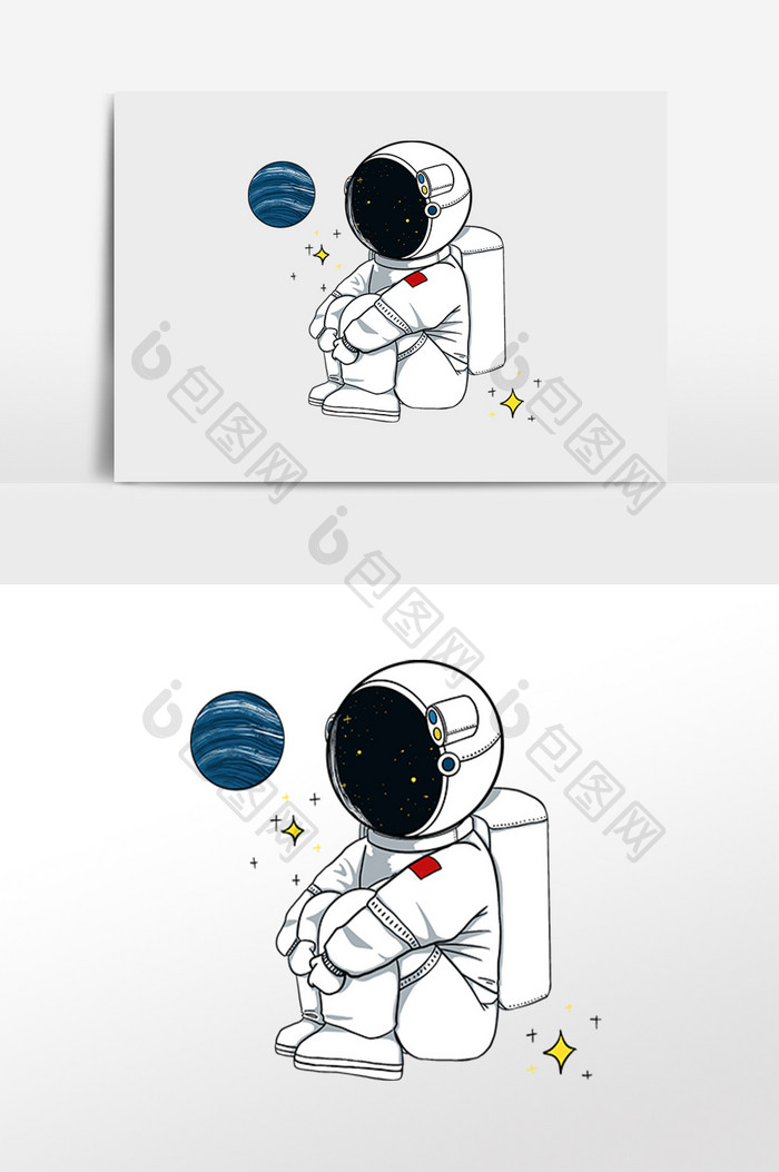 太空宇航员人物手绘插画