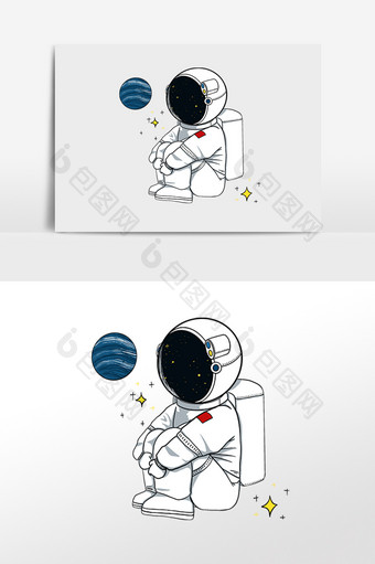 太空宇航员人物手绘插画图片