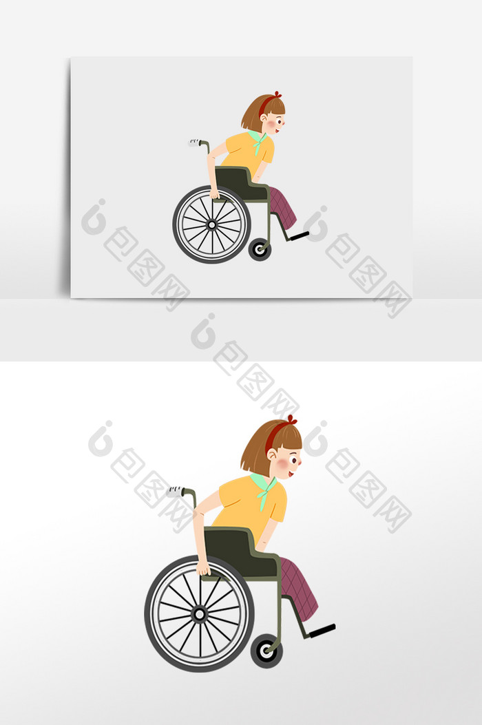 坐轮椅残疾人关心残疾人