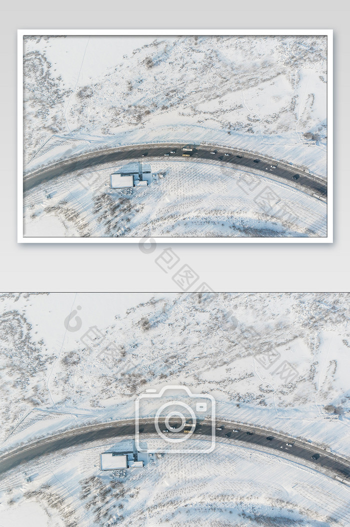 大兴安岭航拍大气清新公路雪景摄影图片