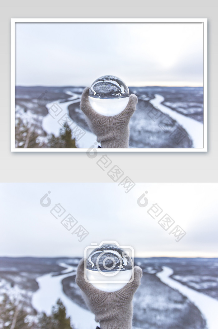 创意摄影水晶球白桦林小清新的摄影图片