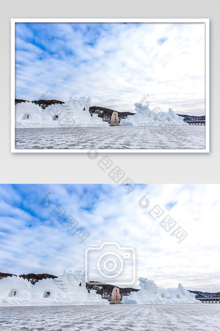 蓝色大气漠河大型冰雕摄影图片