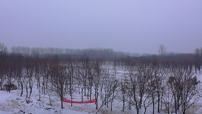 航拍北方田野雪景