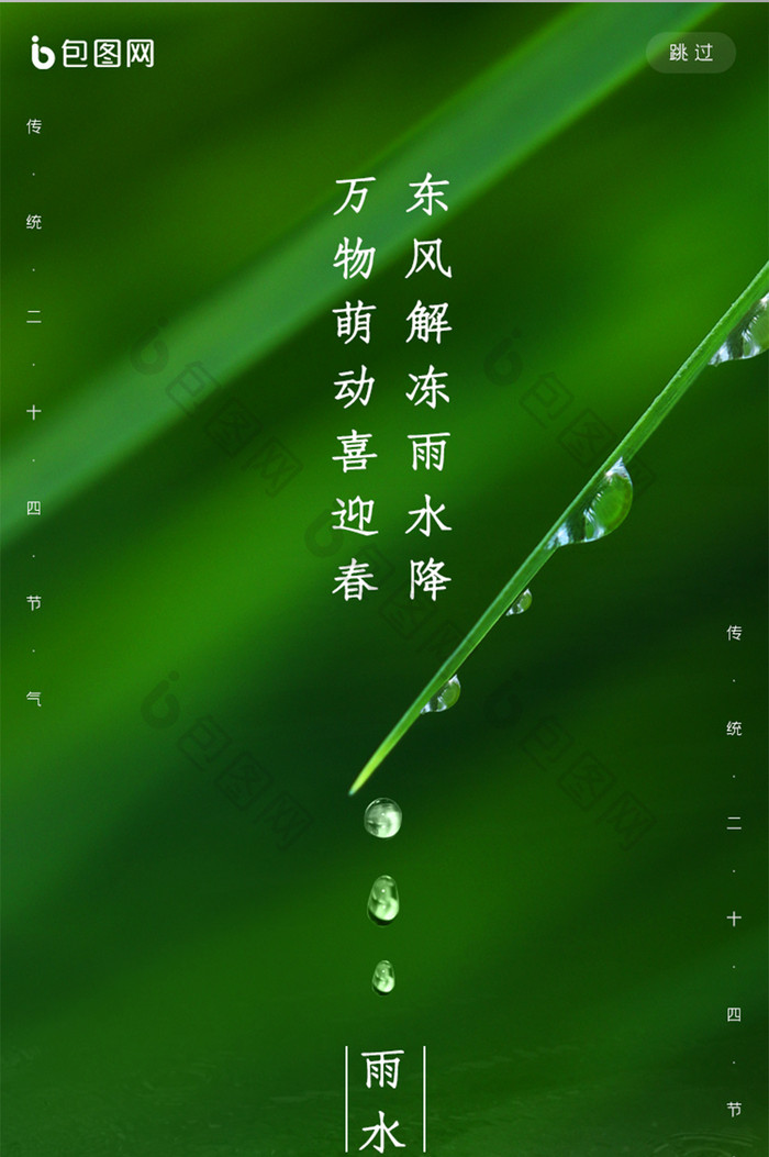 绿色雨水二十四节气手机页面