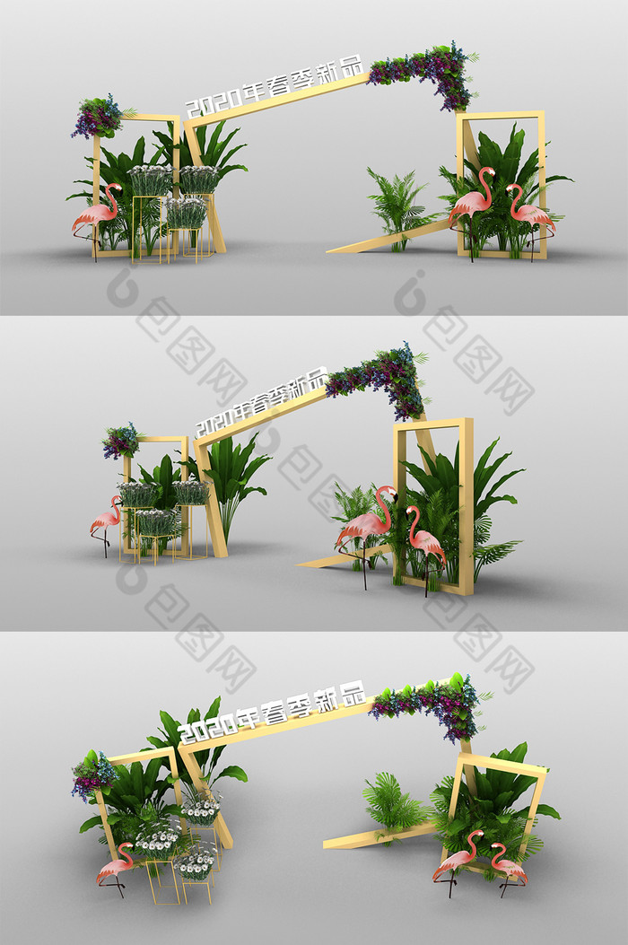 花卉植物拱门春节装饰拱门图片