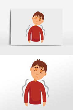 防疫戴口罩男孩插画图片