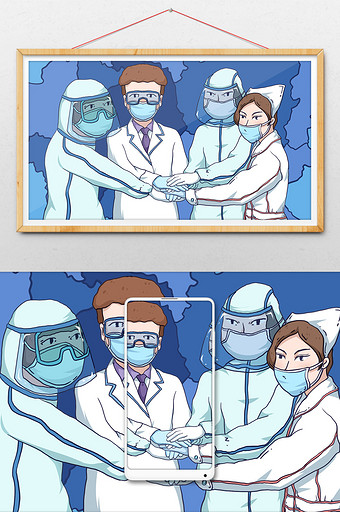 中国加油防疫抗新冠状病毒插画图片