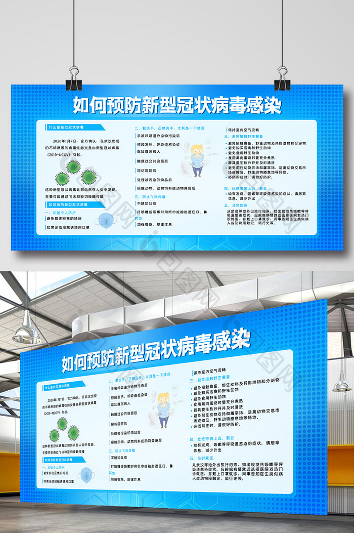 蓝色简约大气如何预防新型冠状病毒感染