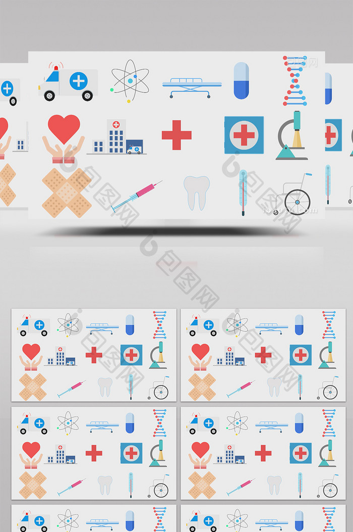 卡通医疗设备工具图标AE模板