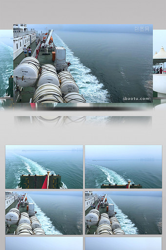山东烟台渤海渡轮甲板设备游客景观实拍素材图片