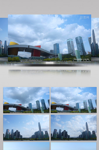航拍延时广东深圳市民广场人流高楼大厦城市图片