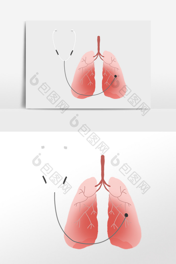 卡通手绘肺炎听诊器插画