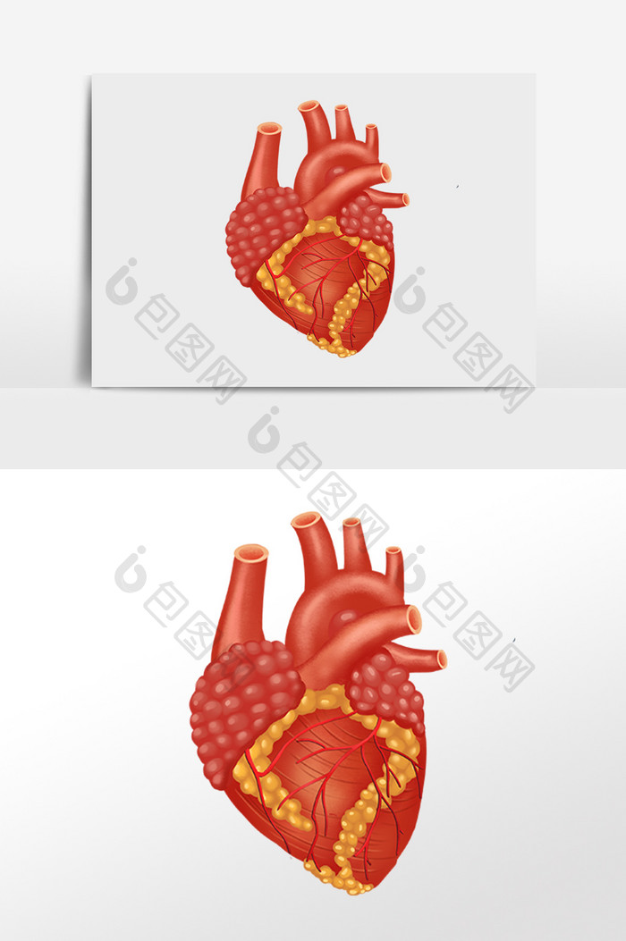 卡通手绘人体器官心脏图案元素