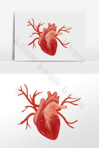 卡通手绘人体器官心脏插画元素图片