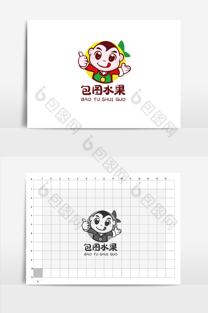 矢量人物水果商店logo标志