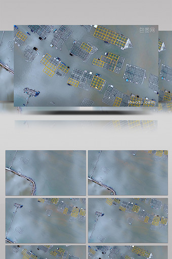 航拍福建沿海地区渔排环保养殖渔业渔船大海图片