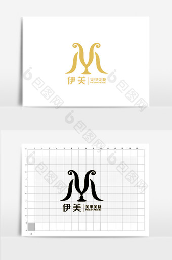 矢量抽象M字母优雅美睫美甲美容院logo图片