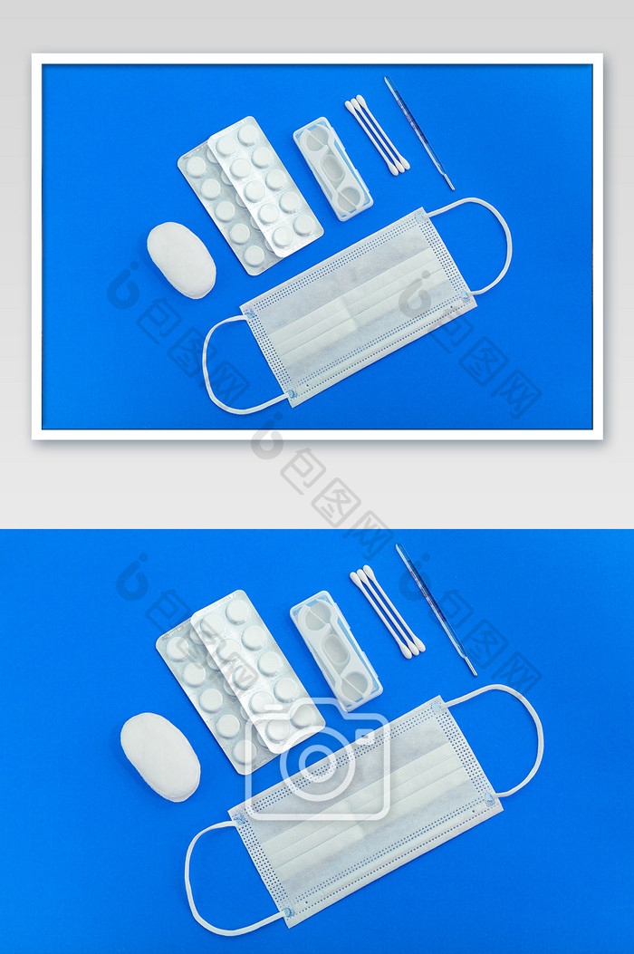 清新医疗口罩摄影图