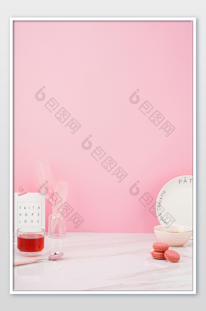 粉色INS风格元素甜点马卡龙图片图片