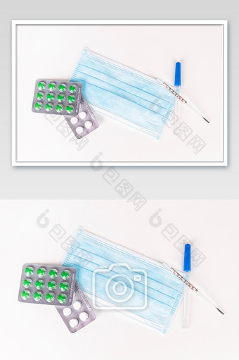 肺炎疫情口罩药品温度计图片