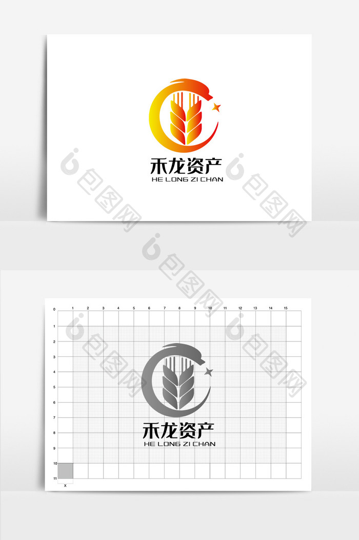 矢量渐变色麦子龙形资产企业logo标志