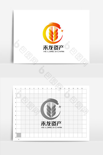 矢量渐变色麦子龙形资产企业logo标志图片