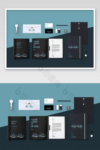 黑色文件夹文件袋撞色风格文艺企业VI样机图片