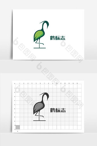 绿色简约鹤logo图片