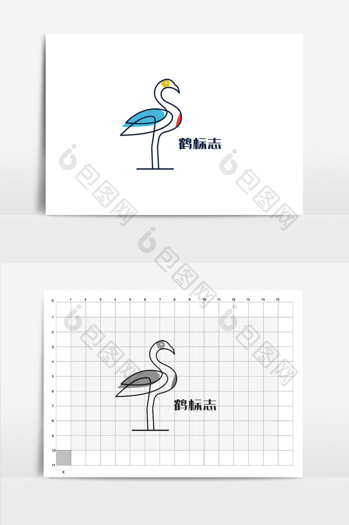 简约现代线条鹤logo