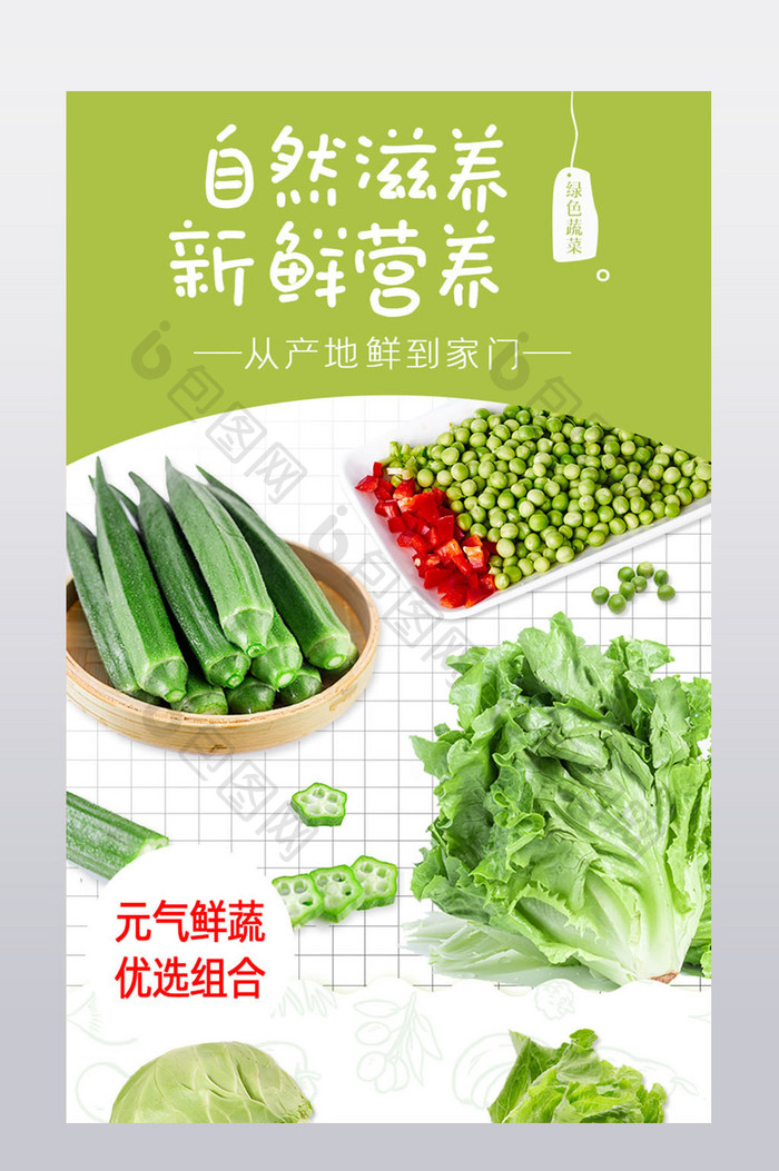 绿色新鲜蔬菜组合电商详情页模板