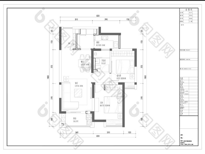 小户型两居室CAD施工图