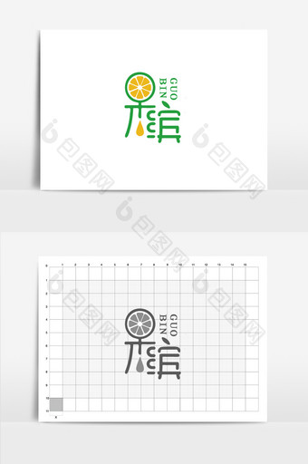 矢量绿色文字水果店标志logo图片