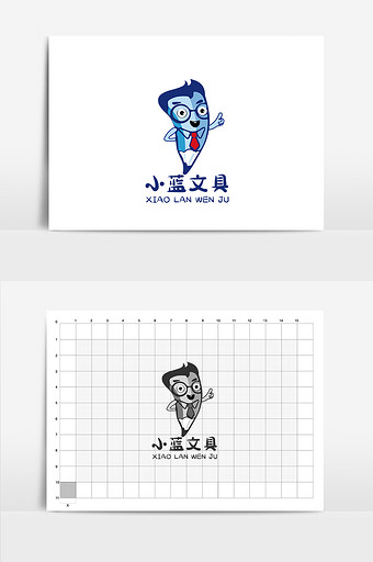 矢量卡通铅笔文具店logo标志图片下载