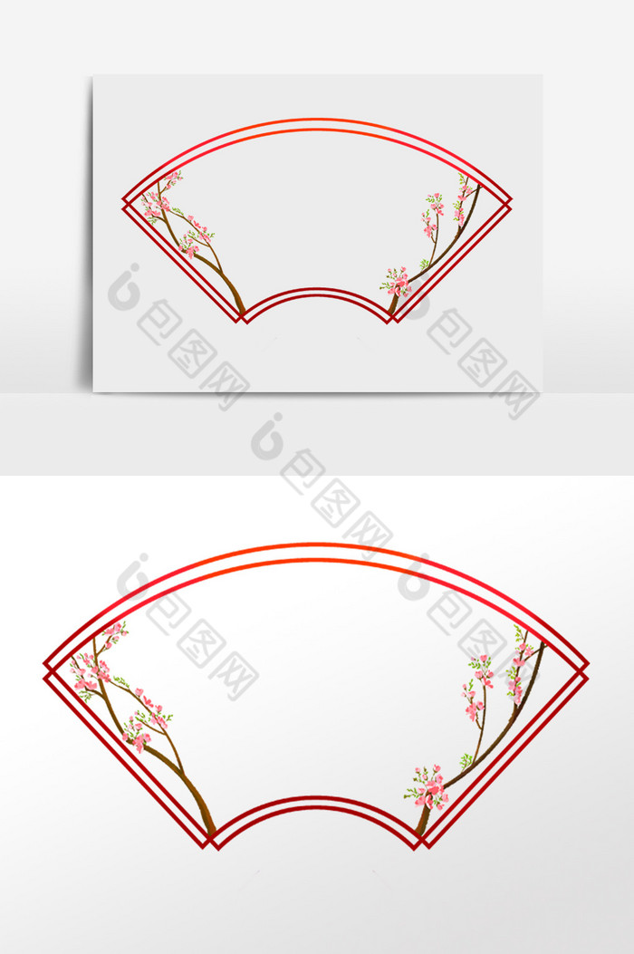 古风樱花扇形边框图片图片