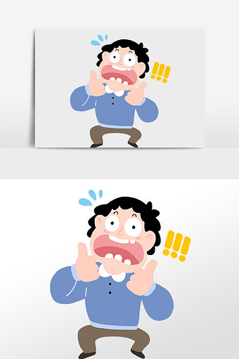 卡通可爱男孩惊讶