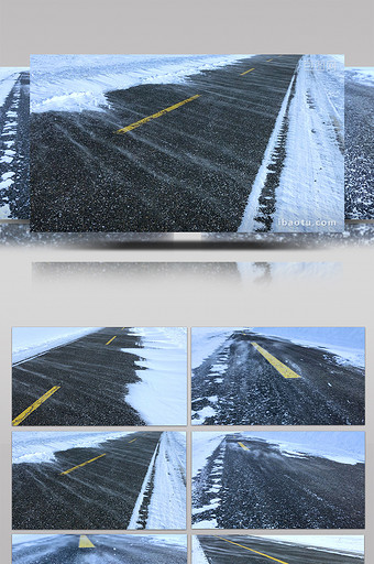 特写新疆喀纳斯道路风吹雪粒子冰晶雪景景观图片