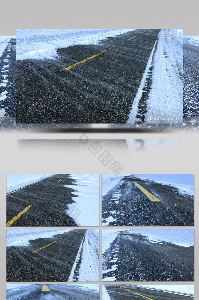 特写新疆喀纳斯道路风吹雪粒子冰晶雪景景观