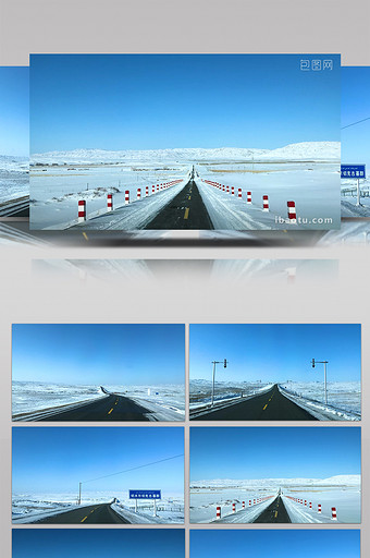 新疆阿勒泰西南切木尔切克乡道路路标雪景图片