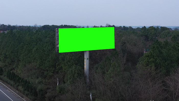 大气航拍绿屏抠像高速公路广告立柱素材
