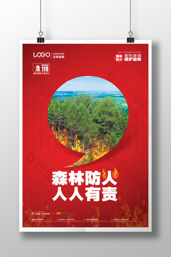 红色森林防火防范宣传海报图片