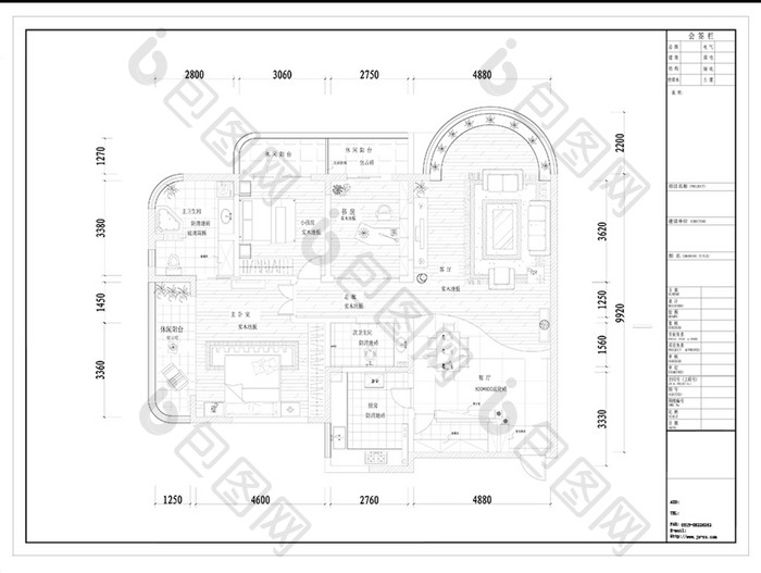 简中风格CAD户型平面设计施工图