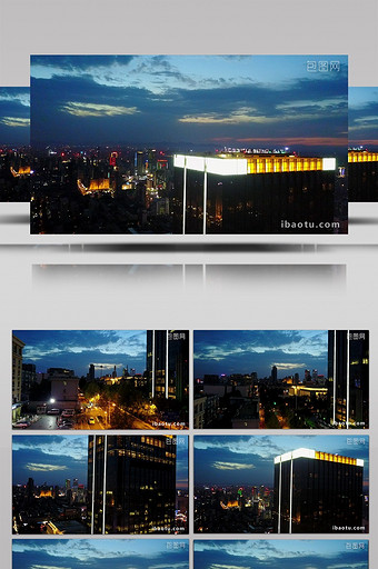 石家庄希尔顿酒店夜景航拍高空实拍视频图片