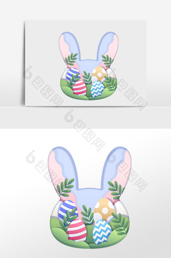 复活节七彩孵蛋兔子图片