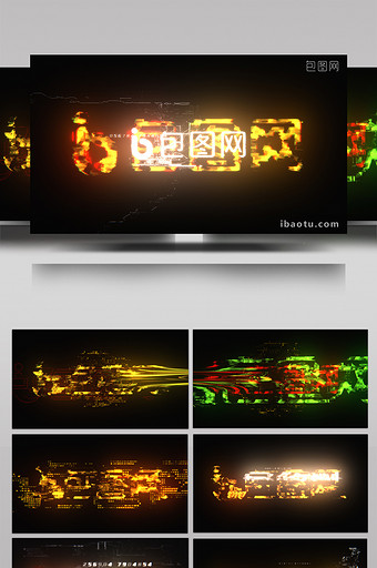 4K抽象毛刺故障失真数字霓虹标志AE模板图片