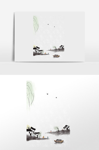 中国风水墨江南边框