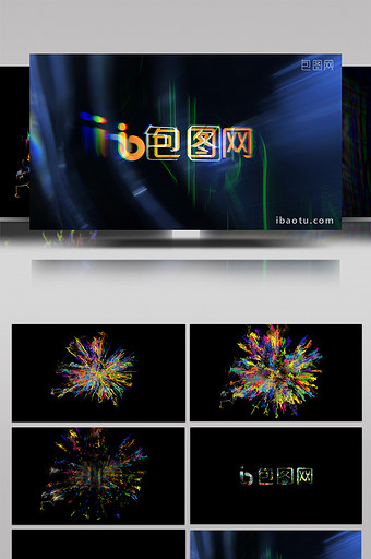 震撼彩色粉末爆炸揭示LOGO动画AE模板图片